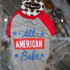 Woof Pet Apparel All American Babe Dog Tee Shirt Size L NEW